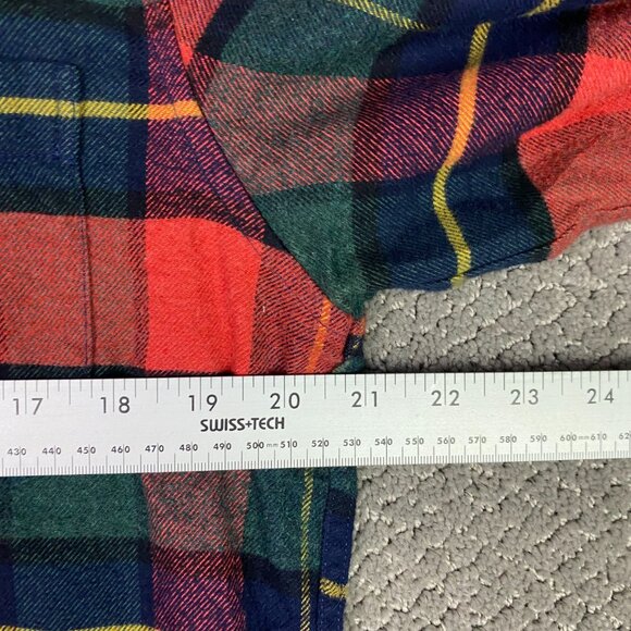 J. CREW Flannel Shirt Men's Medium Slim Red Plaid Elbow Patch Button Down - Picture 8 of 12